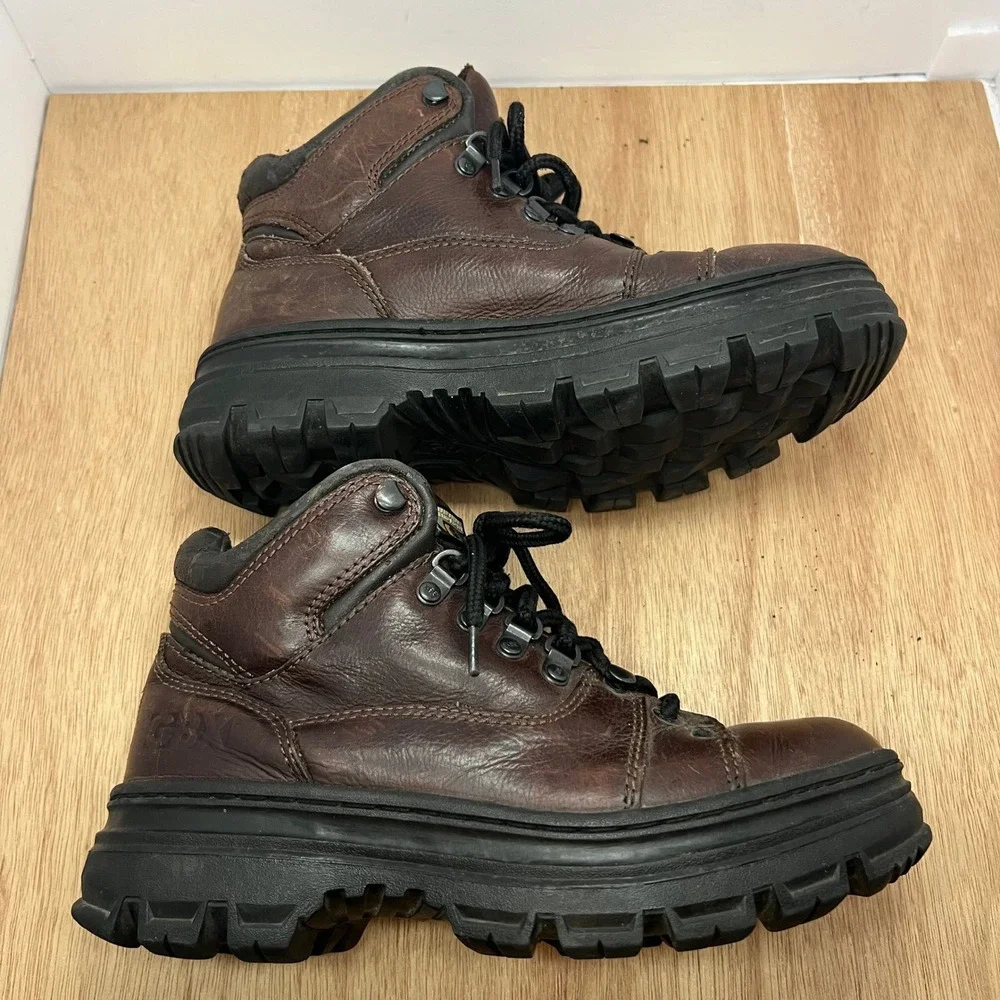 GBX Mac Extreme Series Leather Boots Mens 8.5 Brown Lug Sole Hiking Work 3290